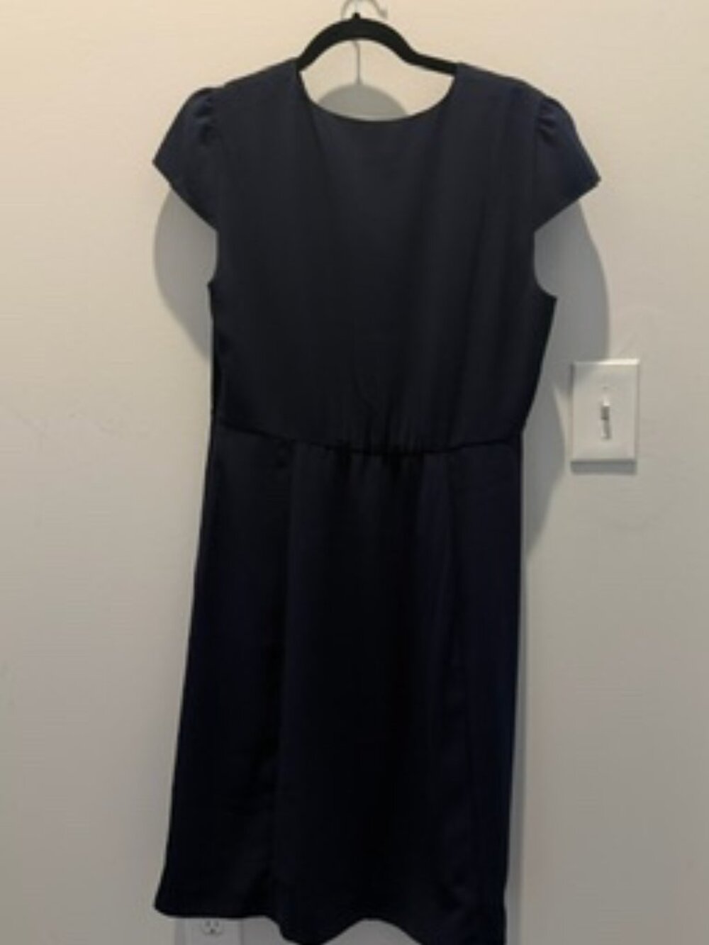 J.Crew Navy Button Front Short Sleeve A-Line Dress Size 12 - Picture 5 of 7